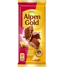 Шоколад молочный ALPEN GOLD с соленым арахисом и крекером, 85г, Россия, 85 г