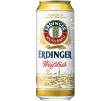 Пиво светлое ERDINGER пшеничное нефильтрованное непастеризованное неосветленное, 5,3%, ж/б, 0.5л, Германия, 0.5 L