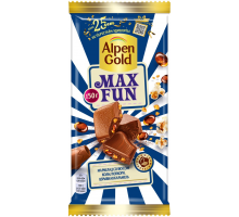 Шоколад молочный ALPEN GOLD Max Fun с мармеладом со вкусом колы, попкорна и взрывной карамели, 150г, Россия, 150 г