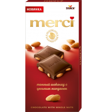 Шоколад темный MERCI с цельным миндалем, 100г, Германия, 100 г