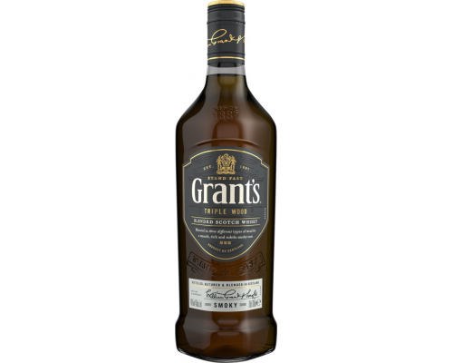 Виски GRANT'S Triple wood Smoky купажированный, 40%, 0.7л, Великобритания, 0.7 L