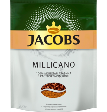 Кофе растворимый с добавлением молотого JACOBS Millicano натуральный сублимированный, 200г, Россия, 200 г