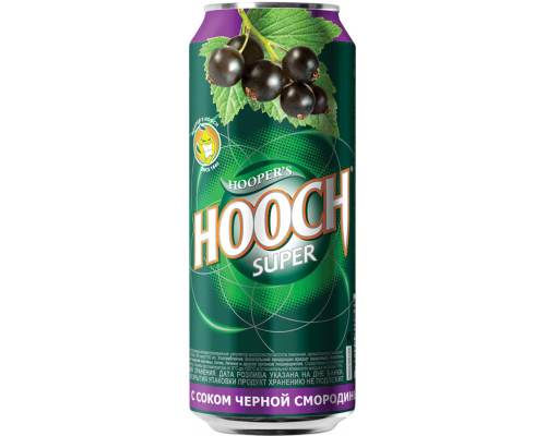 Напиток слабоалкогольный HOOCH Super со вкусом черной смородины пастеризованный, 7,2%, ж/б, 0.45л, Россия, 0.45 L