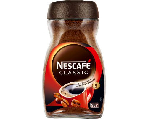 Кофе растворимый с добавлением молотого NESCAFE Classic ст/б, 95г, Россия, 95 г