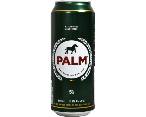 Пиво темное PALM фильтрованное пастеризованное, 5,2%, ж/б, 0.5л, Бельгия, 0.5 L