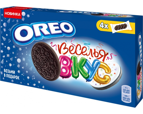 Печенье OREO Вкус веселья с какао и ванильной начинкой, 176г, Испания, 176 г