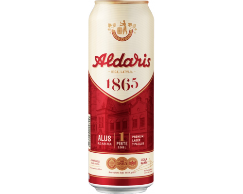 Пиво светлое ALDARIS 1865 фильтрованное, 4,8%, ж/б, 0.568л, Литва, 0.568 L