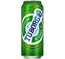 Пиво светлое TUBORG Green пастеризованное 4,6%, ж/б, 0.45л, Россия, 0.45 L