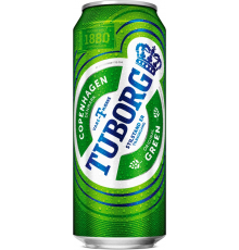 Пиво светлое TUBORG Green пастеризованное 4,6%, ж/б, 0.45л, Россия, 0.45 L