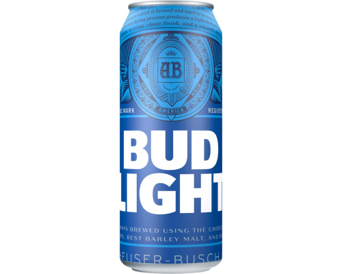 Пиво светлое BUD Light фильтрованное, пастеризованное, 4,1%, ж/б, 0.45л, Россия, 0.45 L