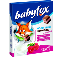 Шоколад KDV BabyFox с малиной, молочный и белый, 90г, Россия, 90 г