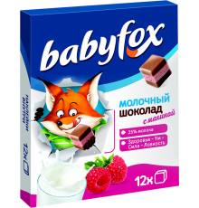 Шоколад KDV BabyFox с малиной, молочный и белый, 90г, Россия, 90 г