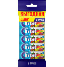 Жевательная резинка ORBIT Клубника банан, 13,6г, Россия, 5 *13,6г