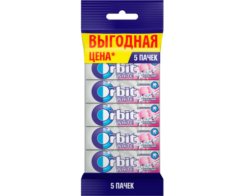 Жевательная резинка ORBIT Bubblemint, 13,6г, Россия, 5 *13,6г