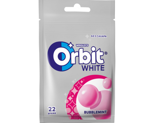 Жевательная резинка ORBIT Bubblemint Белоснежный, в пакете, 30г, Россия, 30 г