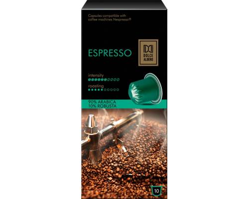 Кофе молотый в капсулах DOLCE ALBERO Espresso жареный натуральный, 10кап, Нидерланды, 10 кап