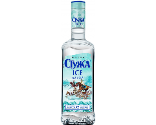 Водка СТУЖА ICE Альфа 40%, 0.5л, Россия, 0.5 L