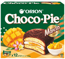 Пирожное ORION Choco Pie Mango, 360г, Россия, 360 г