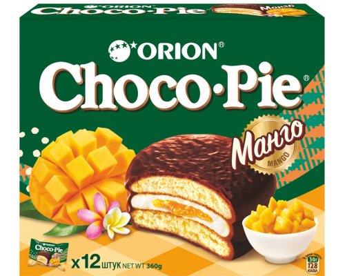 Пирожное ORION Choco Pie Mango, 360г, Россия, 360 г