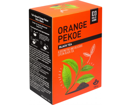 Чай черный DOLCE ALBERO Orange Pekoe, листовой, 100г, Шри-Ланка, 100 г