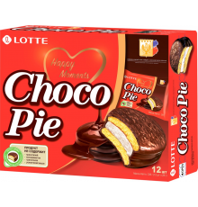 Печенье LOTTE Choco Pie бисквитное в шоколадной глазури, 12х28г, Россия, 336 г