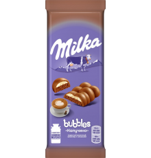 Шоколад молочный MILKA Bubbles пористый с начинкой со вкусом капучино, 92г, Россия, 92 г