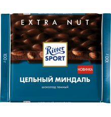 Шоколад темный RITTER SPORT Цельный миндаль, 100г, Германия, 100 г