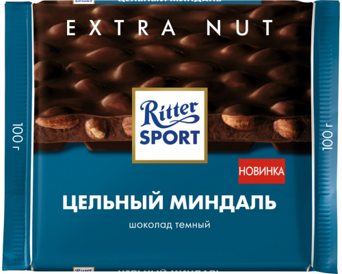 Шоколад темный RITTER SPORT Цельный миндаль, 100г, Германия, 100 г