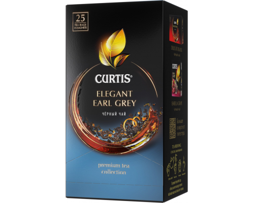 Чай черный CURTIS Elegant Earl Grey ароматизированный с добавками байховый, 25пак, Россия, 25 пак