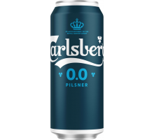 Напиток пивной безалкогольный CARLSBERG 0.0 Pilsner пастеризованный, не более 0,5%, ж/б, 0.45л, Россия, 0.45 L