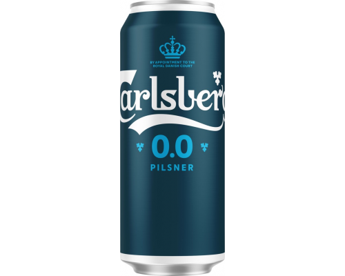 Напиток пивной безалкогольный CARLSBERG 0.0 Pilsner пастеризованный, не более 0,5%, ж/б, 0.45л, Россия, 0.45 L