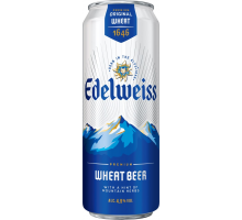 Напиток пивной EDELWEISS Wheat beer нефильтрованный пастеризованный осветленный, 4,9%, ж/б, 0.43л, Россия, 0.43 L