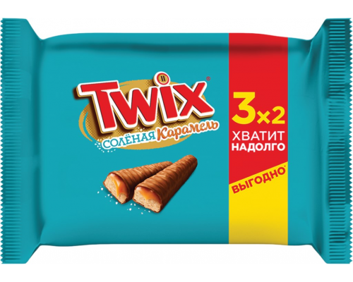 Батончик шоколадный TWIX Соленая Карамель, 3х55г, Россия, 165 г