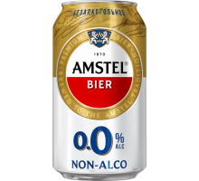 Пиво светлое безалкогольное AMSTEL 0.0 пастеризованное, не более 0,3%, ж/б, 0.33л, Россия, 0.33 L