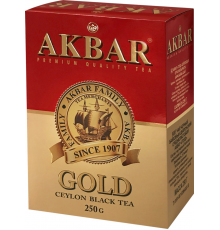 Чай черный AKBAR Gold Цейлонский байховый листовой, 250г, Россия, 250 г