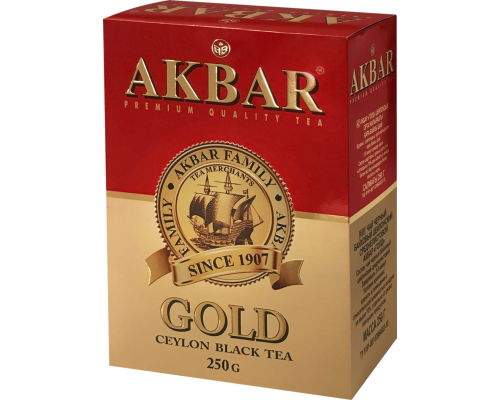 Чай черный AKBAR Gold Цейлонский байховый листовой, 250г, Россия, 250 г