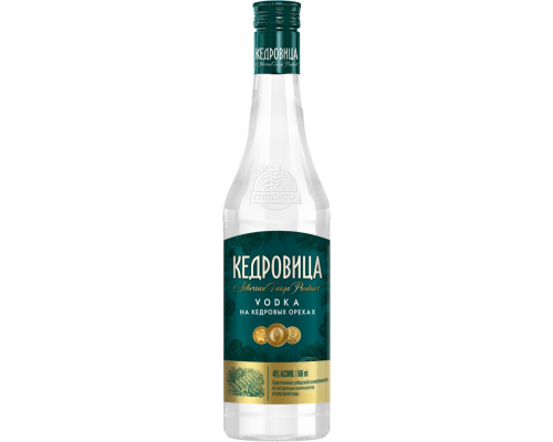 Водка КЕДРОВИЦА на кедровых орехах, 40%, 0.5л, Россия, 0.5 L