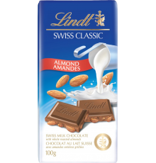 Шоколад молочный LINDT с цельным миндалем, 100г, Швейцария, 100 г