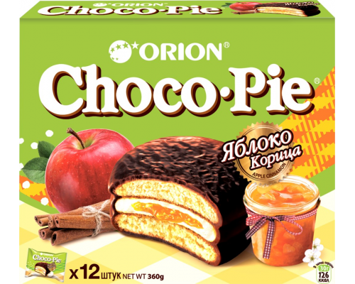 Пирожное ORION Choco Pie Яблоко, корица, 12x30г, Россия, 360 г