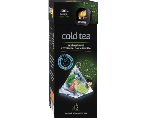 Чай зеленый CURTIS Cold Tea Клубника, лайм, мята, 12пир, Россия, 12 пир