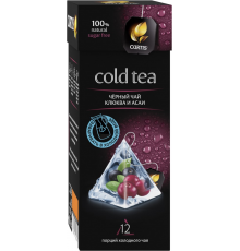 Чай черный CURTIS Cold Tea Клюква, асаи, 12пир, Россия, 12 пир