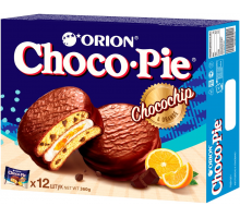 Бисквит ORION Choco Pie Chocochip с кусочками шоколада в глазури, 360г, Россия, 360 г