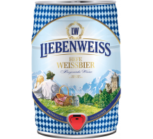 Пиво светлое LIEBENWEISS Hefe-Weissbier пшеничное нефильтрованное пастеризованное неосветленное, 5,1%, ж/б, 5л, Германия, 5 L