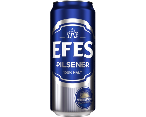 Пиво светлое EFES Pilsener пастеризованное, 5%, ж/б, 0.45 л, Россия, 0.45 L