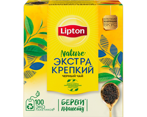 Чай черный LIPTON Экстра Крепкий, 100пак, Россия, 100 пак