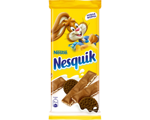 Шоколад молочный NESQUIK с молочной начинкой и какао-печеньем, 87г, Россия, 87 г