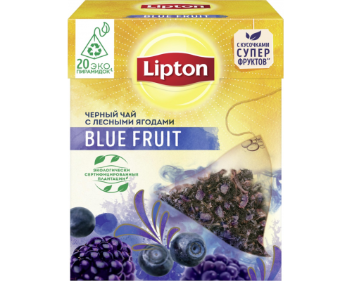 Чай черный LIPTON Blue Fruit Tea с кусочками ягод, 20пир, Россия, 20 пир