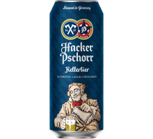 Пиво светлое HACKER PSCHORR Kellerbier нефильтрованное пастеризованное неосветленное, 5,5%, ж/б, 0.5л, Германия, 0.5 L