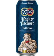 Пиво светлое HACKER PSCHORR Kellerbier нефильтрованное пастеризованное неосветленное, 5,5%, ж/б, 0.5л, Германия, 0.5 L