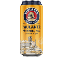 Пиво светлое PAULANER Munchner hell фильтрованное пастеризованное, 4,9%, ж/б, 0.5л, Германия, 0.5 L